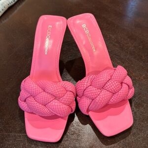 BCBGeneration Leather Bubble gum Pink Marlino Slide - size 7